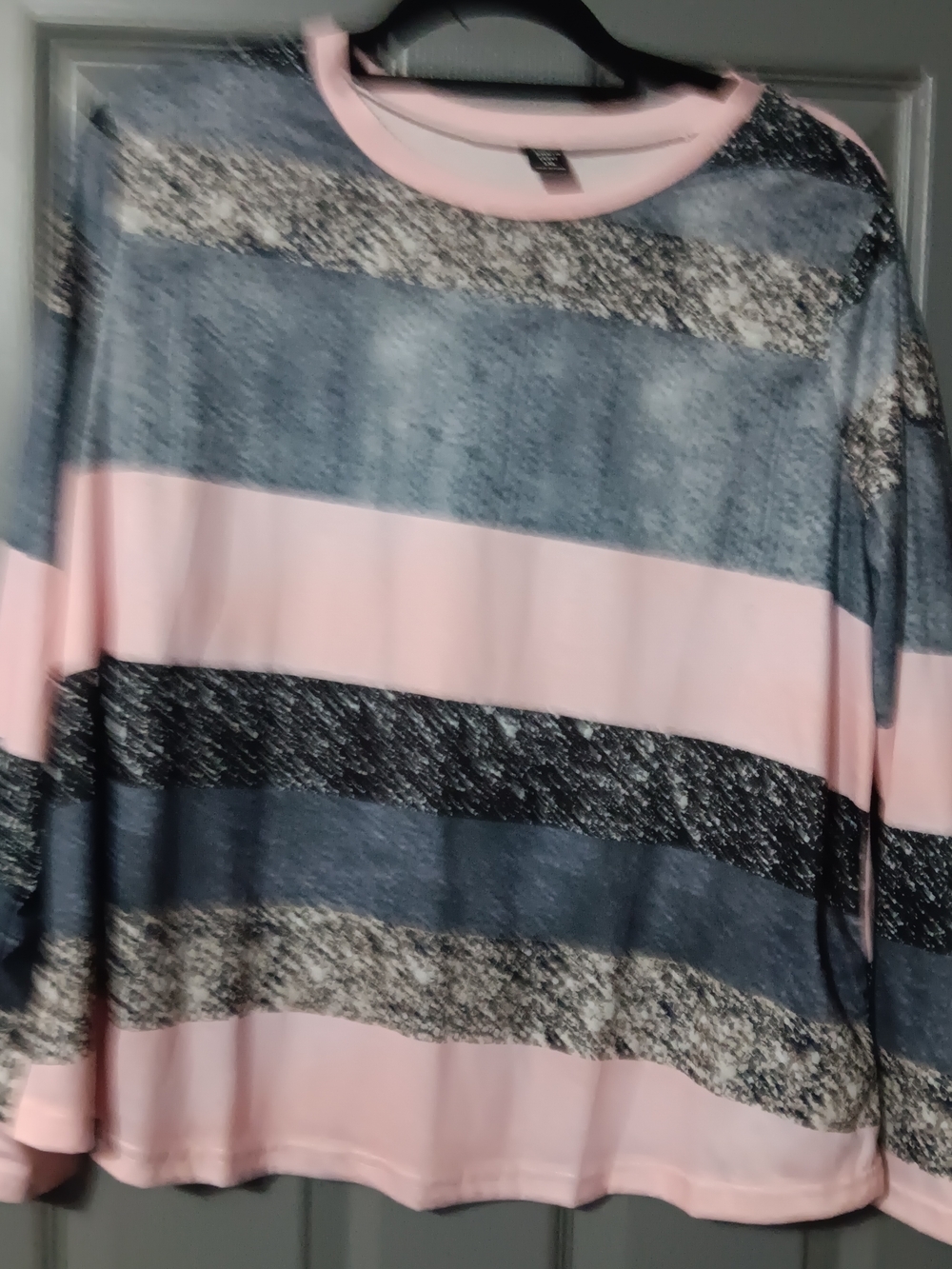 SHEIN Pink and Blue Striped Long Sleeve Blouse - Picture 2 of 5